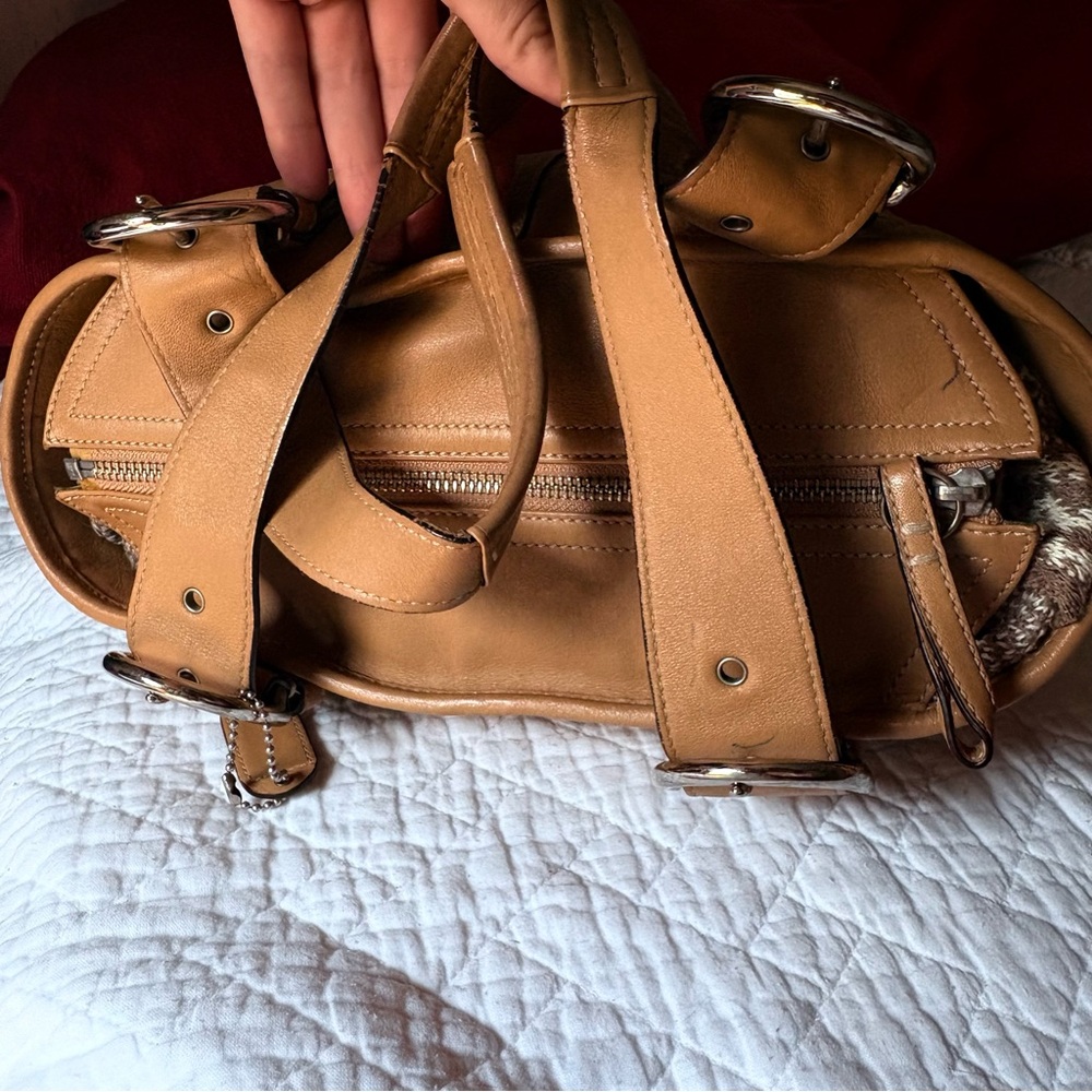 Vintage coach 2004 soho mini buckle bucket tote tan and silver leather purse - Picture 7 of 10